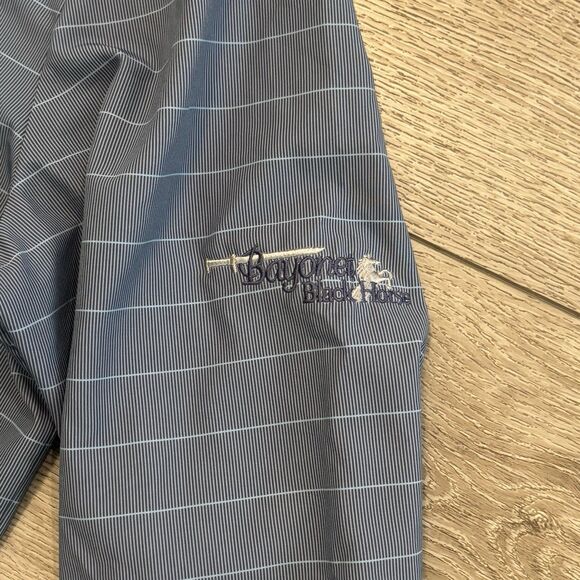 Travis Mathew Golf Jacket Mens Medium Blue Striped Half Zip Athletic Preppy - Picture 5 of 9